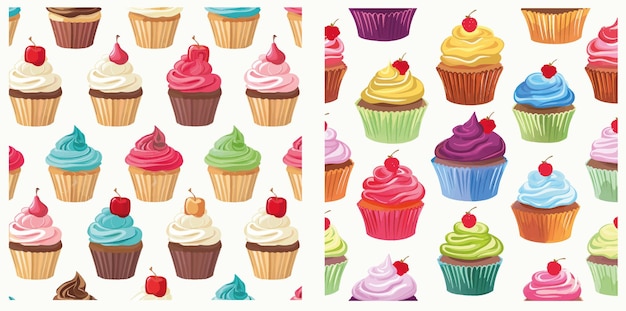 Vector lekker cupcakes patroon