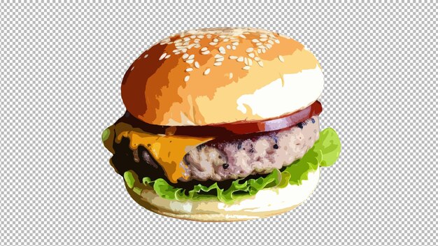 Vector lekker grote klassieke cheeseburger op witte achtergrond geïsoleerd png