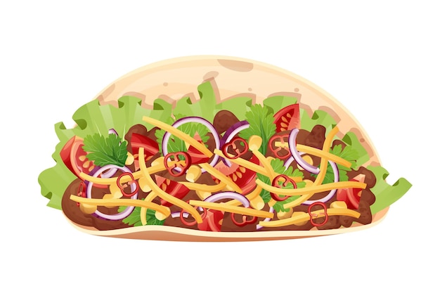 Lekker Mexicaans is op een geïsoleerde achtergrondTraditioneel Mexicaans eten Tortilla met vulling