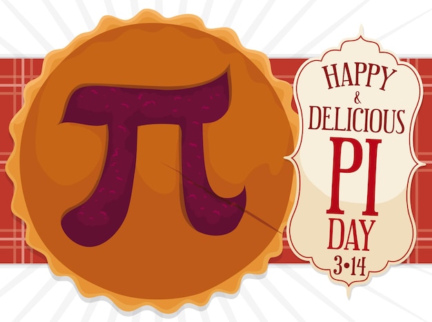 Lekker taart gesneden in de bovenkant als pi symbool en label wensen u een gelukkige en heerlijke Pi Day