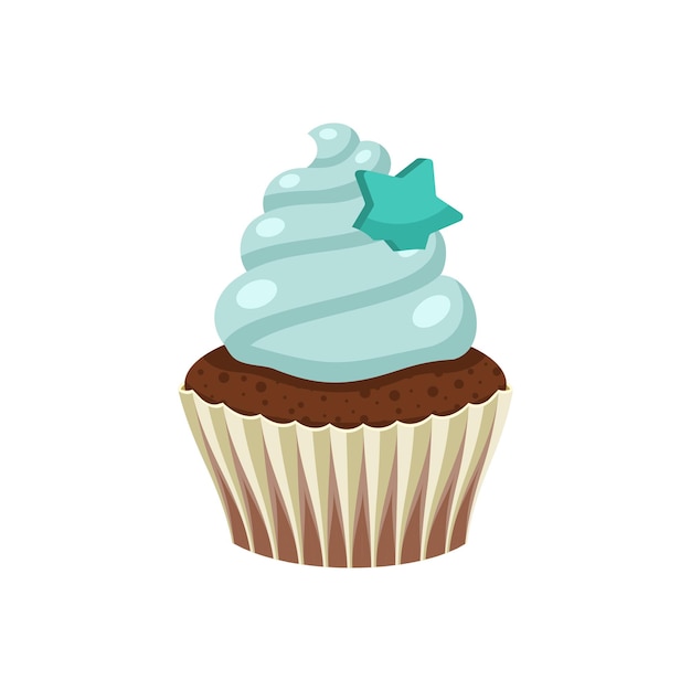 Vector lekker zoete cupcake met crème kleur vectorillustratie