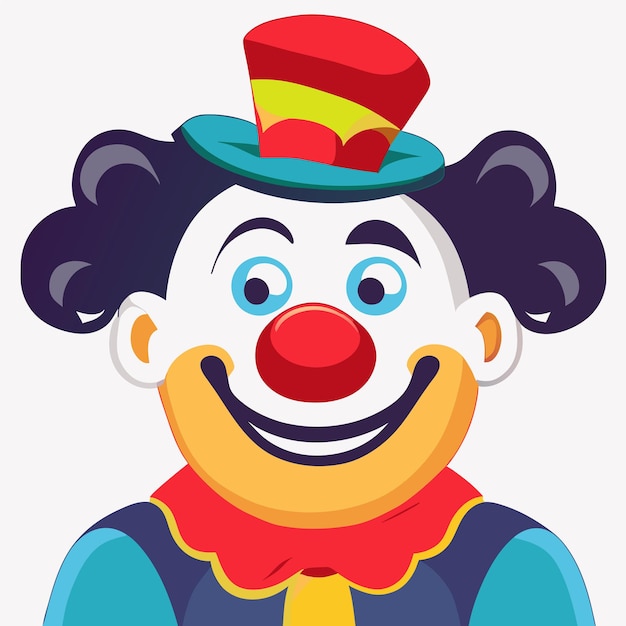 Lelijke clown kwaad gezicht met de hand getekend plat stijlvolle cartoon sticker icoon concept geïsoleerde illustratie