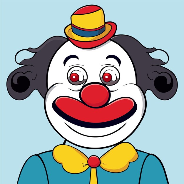 Lelijke clown kwaad gezicht met de hand getekend plat stijlvolle cartoon sticker icoon concept geïsoleerde illustratie