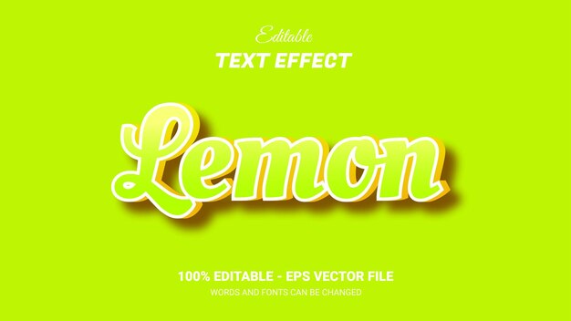 Шаблон редактируемого текстового эффекта Lemon 3D