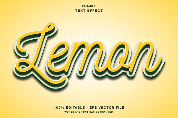 레몬 3d 편집 가능한 텍스트 효과