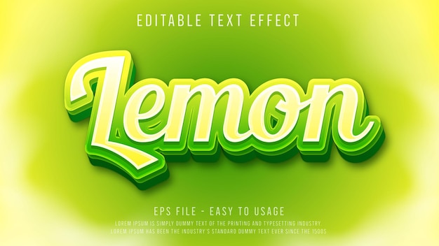 Vector lemon 3d text style effect