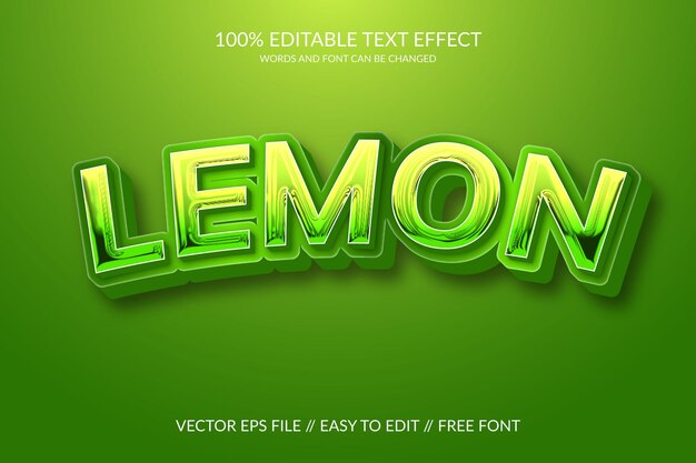 Lemon 3D Vector Fully Editable Text Effect