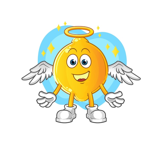 Lemon angel with wings vector cartoon character