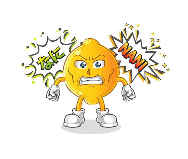 Lemon anime angry vector cartoon character