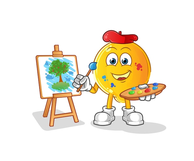 Lemon artist mascot. cartoon vector