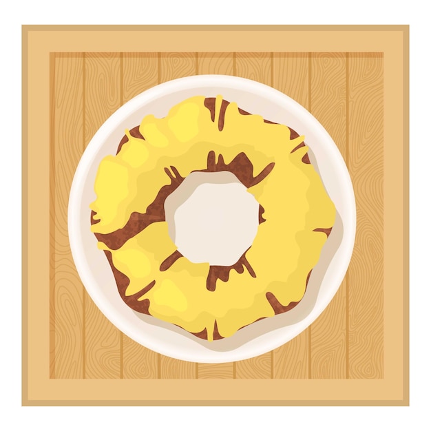 Vector lemon bundt icon isometric vector homemade lemon bundt cake on wooden table dessert sweet food top view