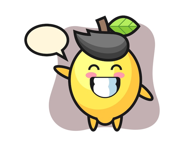 Lemon cartoon character doing wave hand gesture