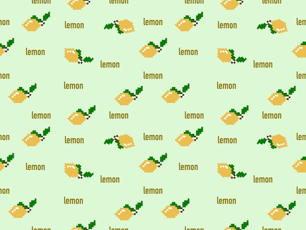 녹색 Backgroundpixel 스타일에 레몬 만화 캐릭터 원활한 패턴