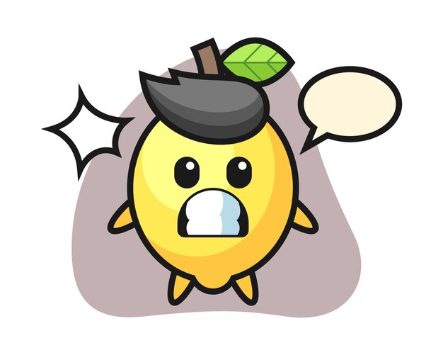 Vector lemon character cartoon with shocked gesture