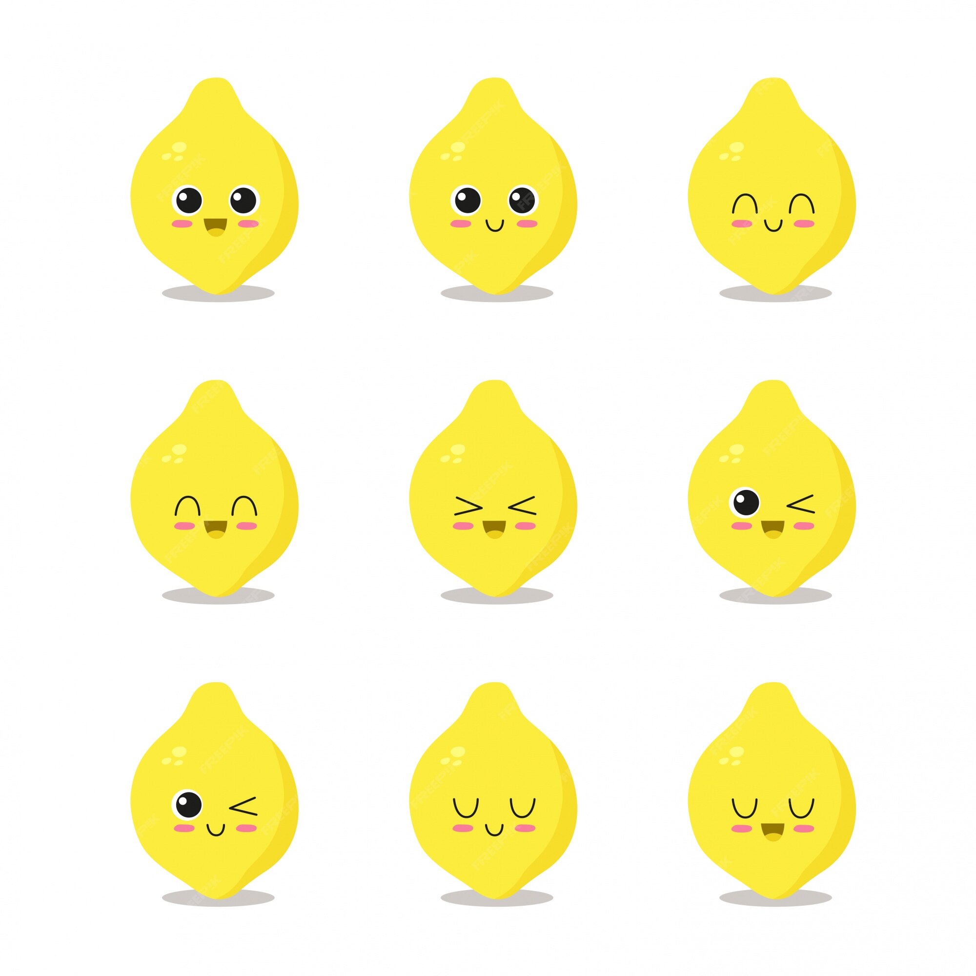 Premium Vector | Lemon character collection