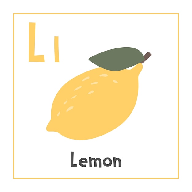 Lemon clipart Lemon vector illustratie cartoon platte stijl Vruchten beginnen met de letter L