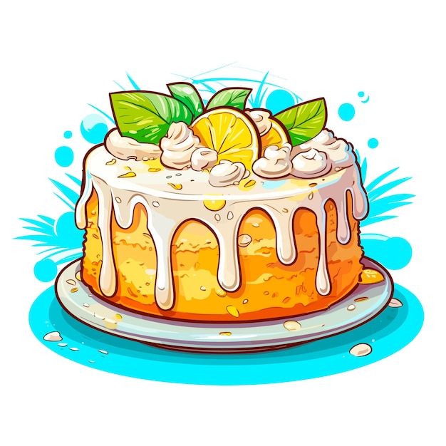 Vector lemon coconut cake cartoon vector illustration