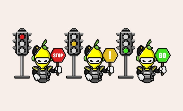 Vector lemon cop with traffic sign symbol