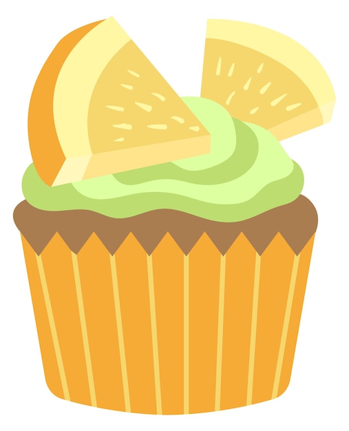 Vector lemon cupcake sweet muffin colorful pastry icon