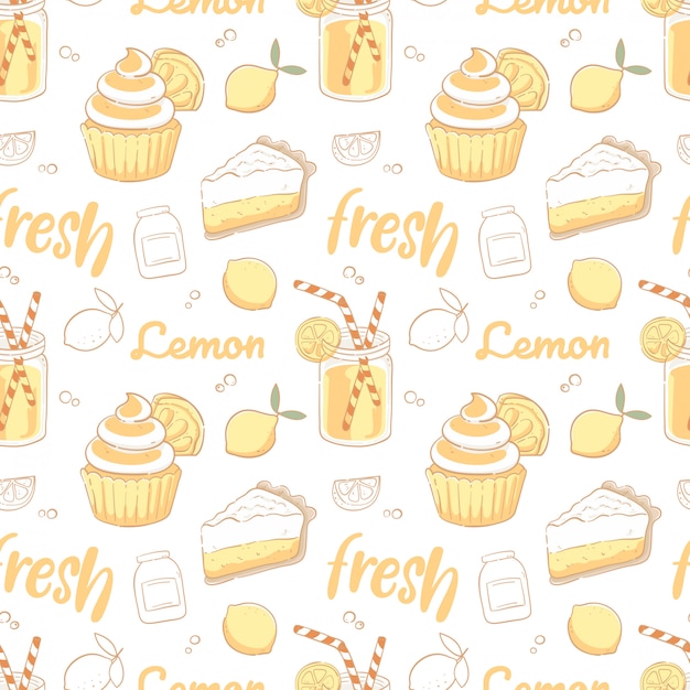 lemon desserts  Seamless pattern