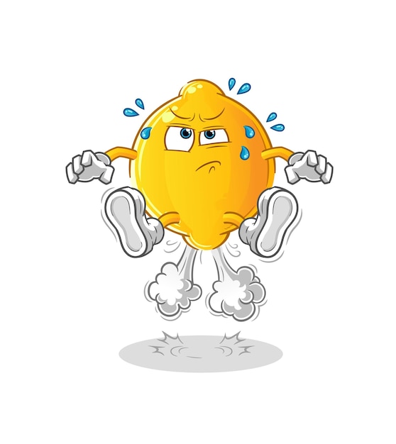 lemon fart jumping illustration. character vector