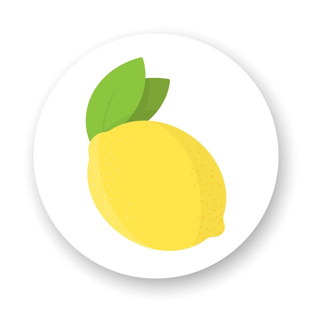 Lemon flat icon Yellow and green illustration on white background