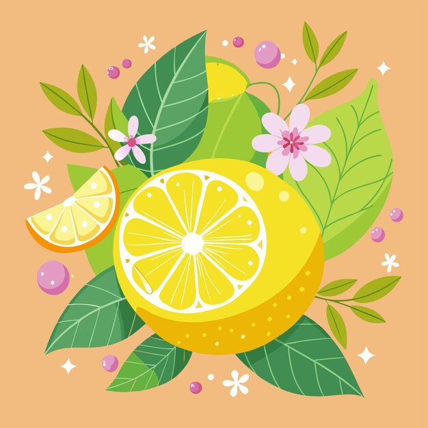 lemon and flowers Vector file