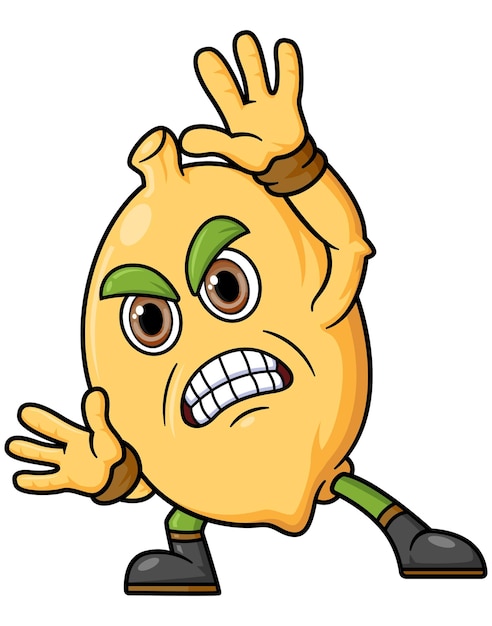Lemon fruit cartoon character mascot design