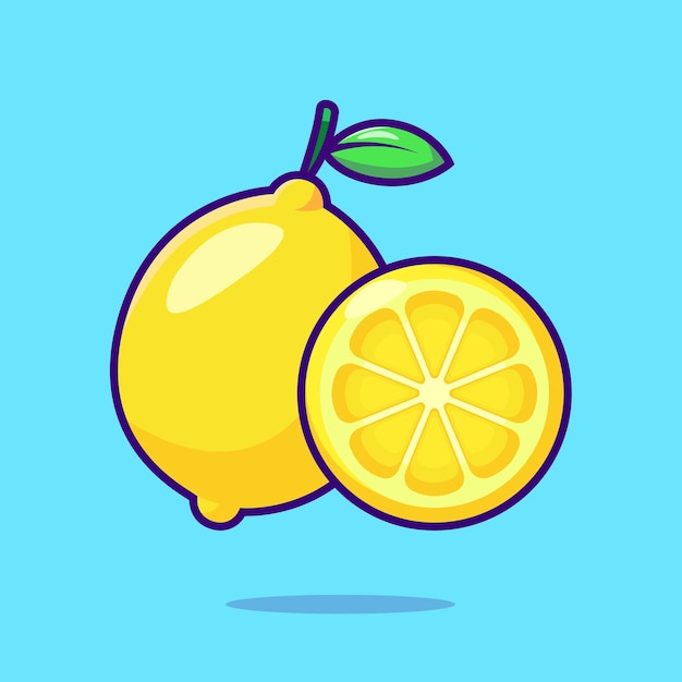 Lemon fruit cute cartoon flat vector icon illustration food nature icon concept isolated