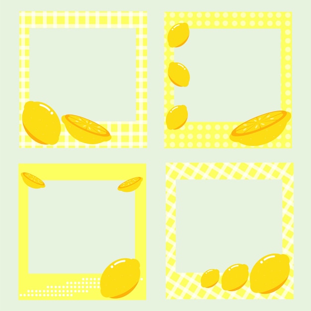 Vector lemon fruit photocall polaroid frame collection