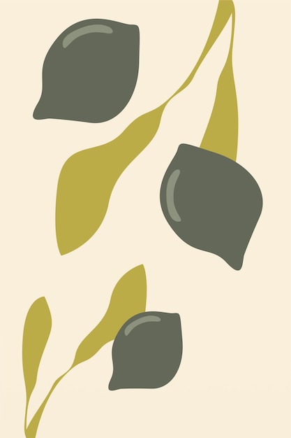 Vector lemon fruit scandinavian wall art decoration