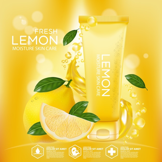 lemon fruit serum moisture skin care cosmetic