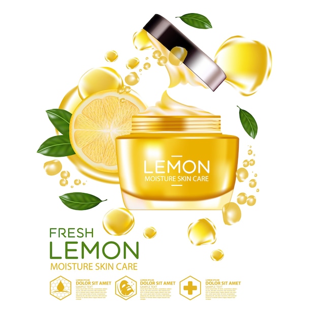 Lemon fruit serum moisture skin care cosmetic