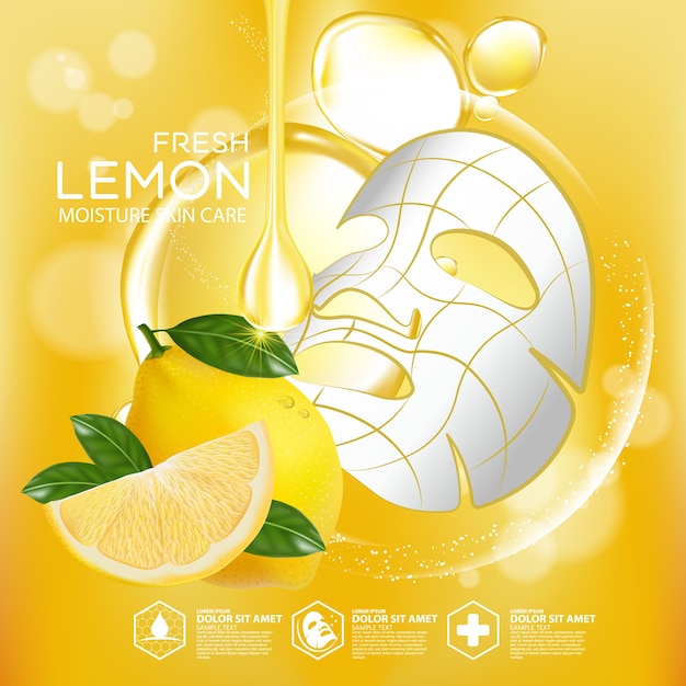 Lemon fruit serum moisture skin care cosmetic