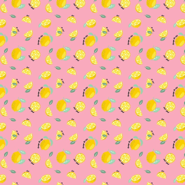 Lemon fruits seamless pattern background