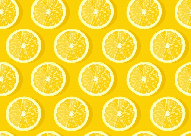 Lemon fruits slice seamless pattern
