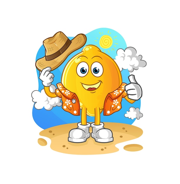 lemon go on vacation. cartoon mascot vector