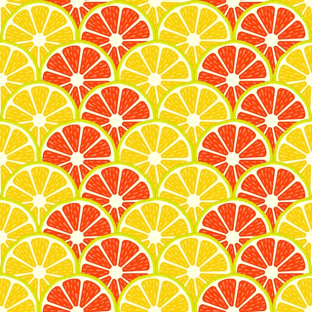 Vector lemon and grapefruit slice combination seamless pattern design