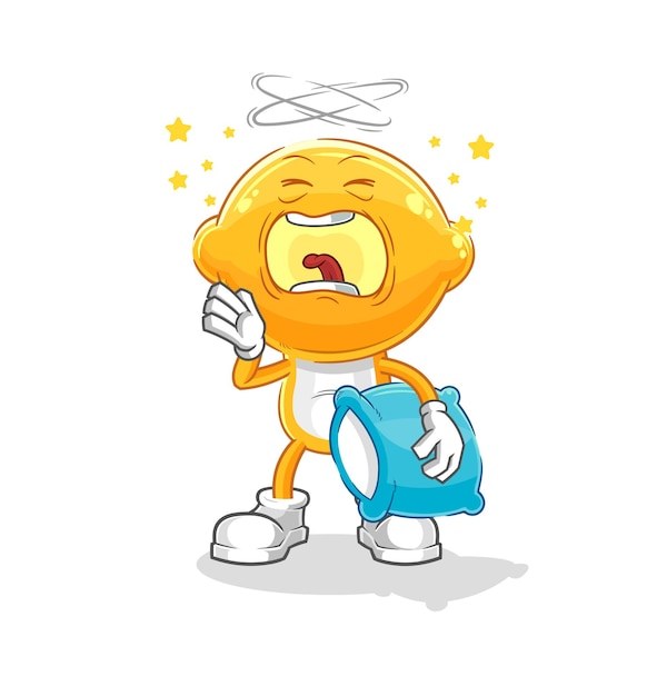 Lemon head yawn character cartoon mascot vector