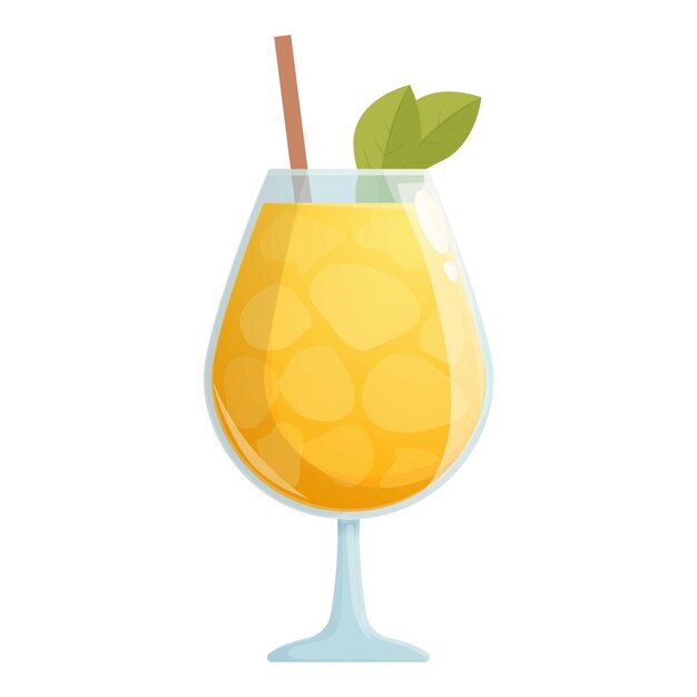 Икона коктейля с лимоном в мультфильме Вектор ледяного пищевого напитка