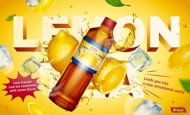 Vector lemon iced tea banner ad