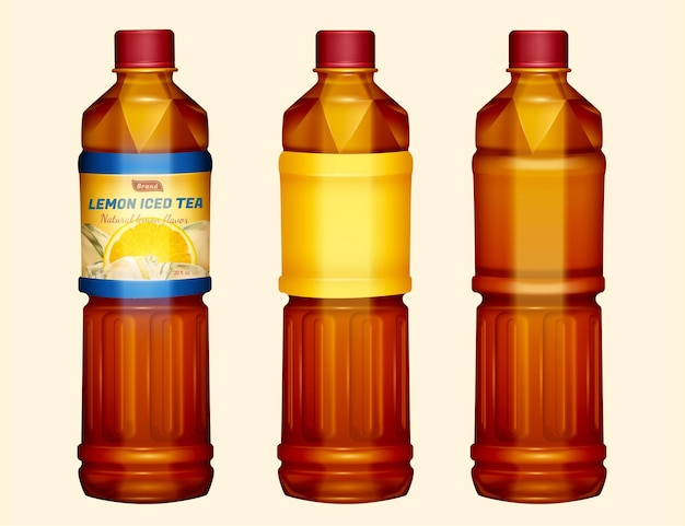 Vector lemon iced tea flessen mock-up