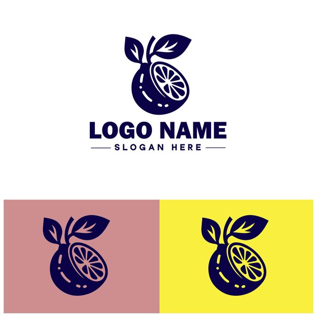 lemon icon Citron Lime Yellow fruit flat logo sign symbol editable vector