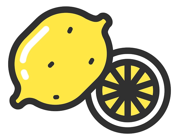 Vector lemon icon. juicy yellow fruit. citrus cut