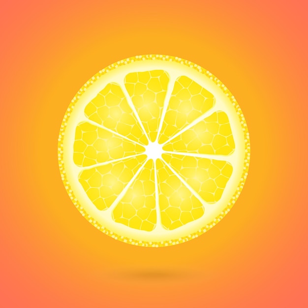 Lemon icon on a orange. vector illustration