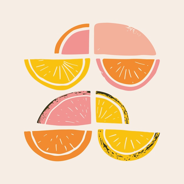 Vector lemon illustration inspirational card with doodles lemons and oranges isolated in the background