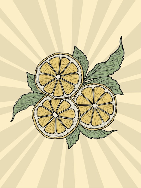 Vector lemon illustration on yellow background