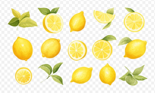 Vector lemon isolated transparent watercolor vector generative ai