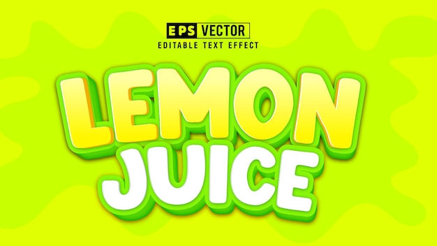 lemon juice 3d editable text effect vector with background