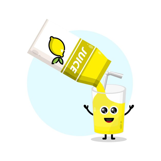 Lemon juice box glass cute character logo